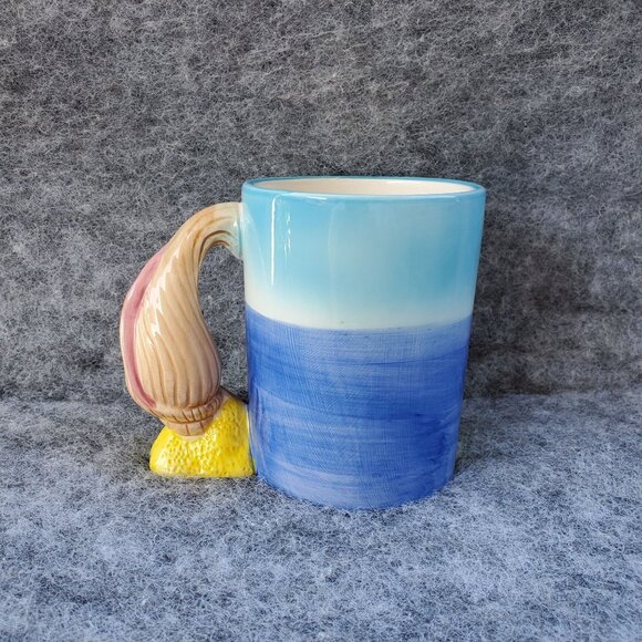 Vintage Florida Flamingo Ceramic Mug With Unique Seashell Handle From The 1980's - Picture 4 of 9
